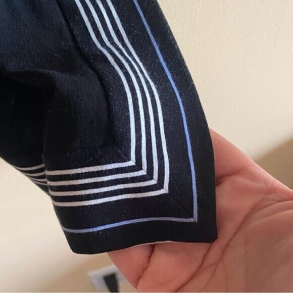 J Jill Wearever Collection Tunic Large Black White Piping Long Sleeve Lagenlook - Picture 9 of 16